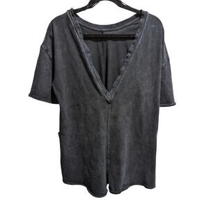 Free People Movement Oversized Black Hot Shot Tee Romper Sz XS